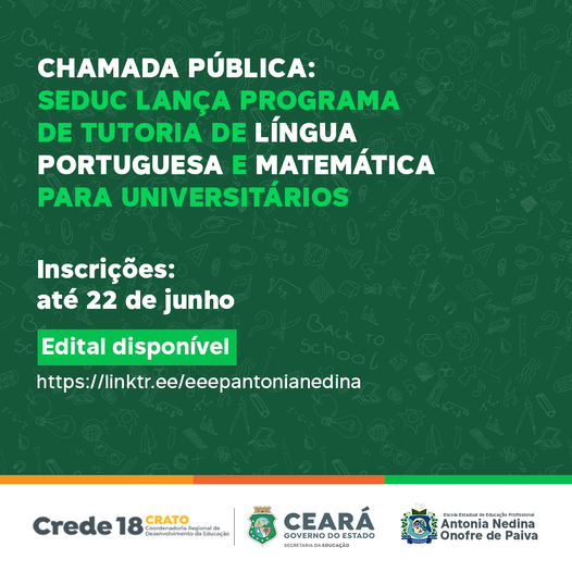 Chamada Pública - Tutoria: Língua Portuguesa e Matemática